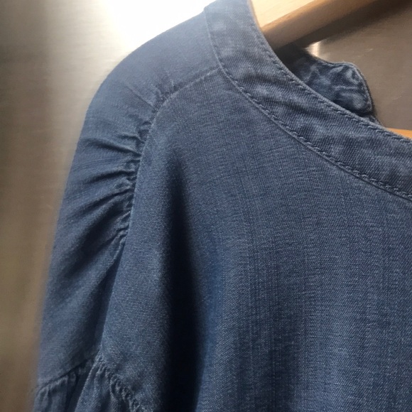AnyBody Denim Blue V-Neck Relaxed Blouse - Picture 7 of 16